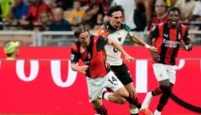 AC Milan mengalahkan Lecce 3-0 di San Siro. Pulisic, Rabiot, dan Moreira membawa Rossoneri meraih kemenangan. (AP Photo/Luca Bruno)