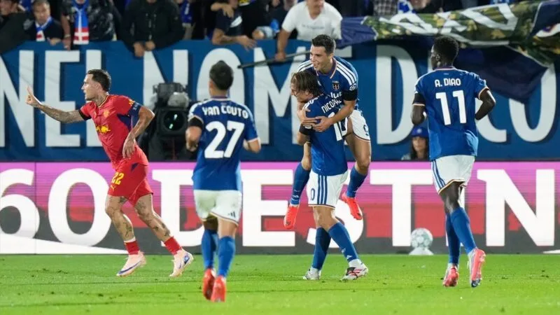 Leipzig kalah telak 1-4 dari Como pada Liga Champions 2026/2027. Raum dan Orban mengakui tim tampil buruk. ( AP Photo/Luca Bruno)