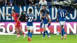 Leipzig kalah telak 1-4 dari Como pada Liga Champions 2026/2027. Raum dan Orban mengakui tim tampil buruk. ( AP Photo/Luca Bruno)